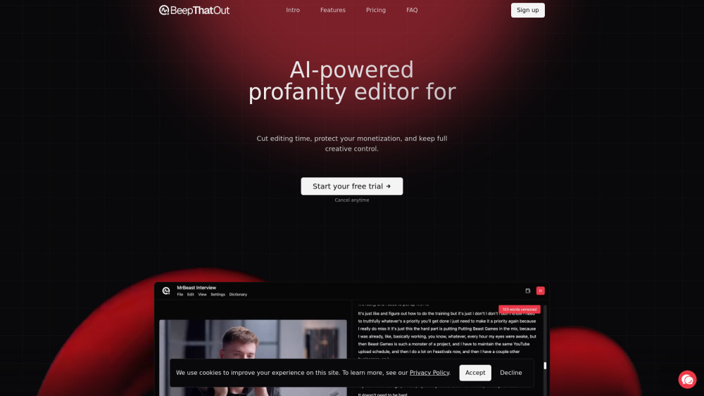 BeepThatOut: AI Profanity Editor for Clean, Pro Content