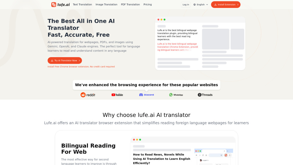 Lufe AI Translator: Instant Bilingual Web, PDF & Image Translation Lufe AI Translator: Instant Bilingual Web, PDF & Image Translation