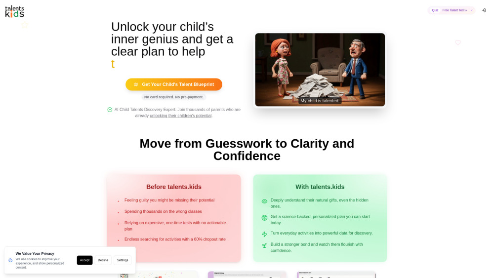 Talents.Kids: AI Talent Discovery & Personalized Development Talents.Kids: AI Talent Discovery & Personalized Development