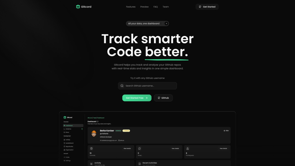 Gitcord : Visual Repo Tracking, Insights & Real-Time Analytics Gitcord : Visual Repo Tracking, Insights & Real-Time Analytics