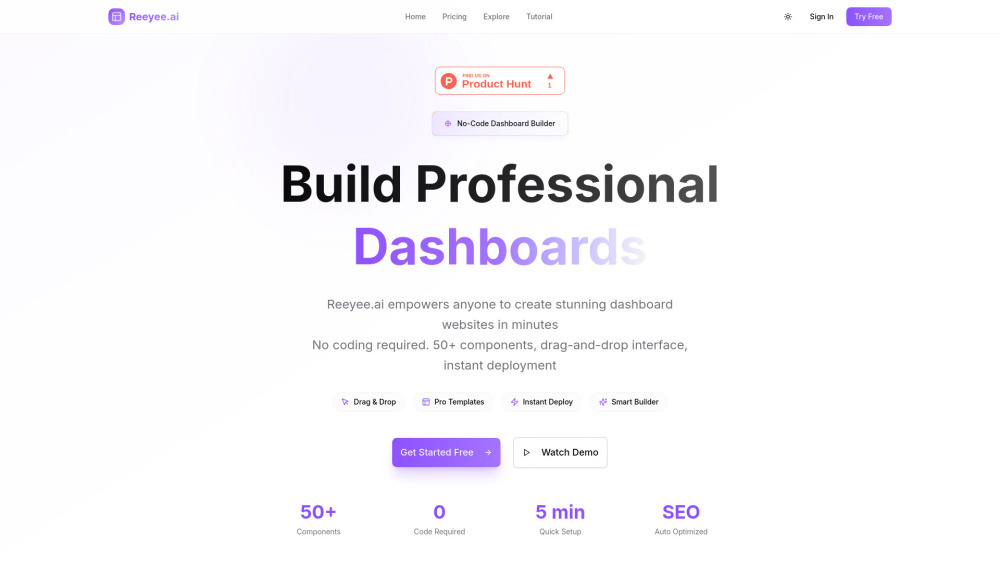 Reeyee: No-code AI Dashboard Builder – Fast, Pro & Intuitive
