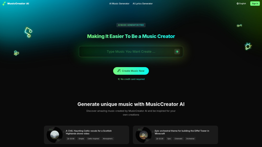 MusicCreator AI : Royalty-Free Music, Lyrics, Pricing, Reviews MusicCreator AI : Royalty-Free Music, Lyrics, Pricing, Reviews