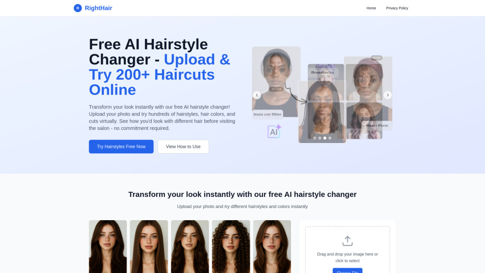 RightHair: Free AI Hairstyle Changer—No Download, No Signup