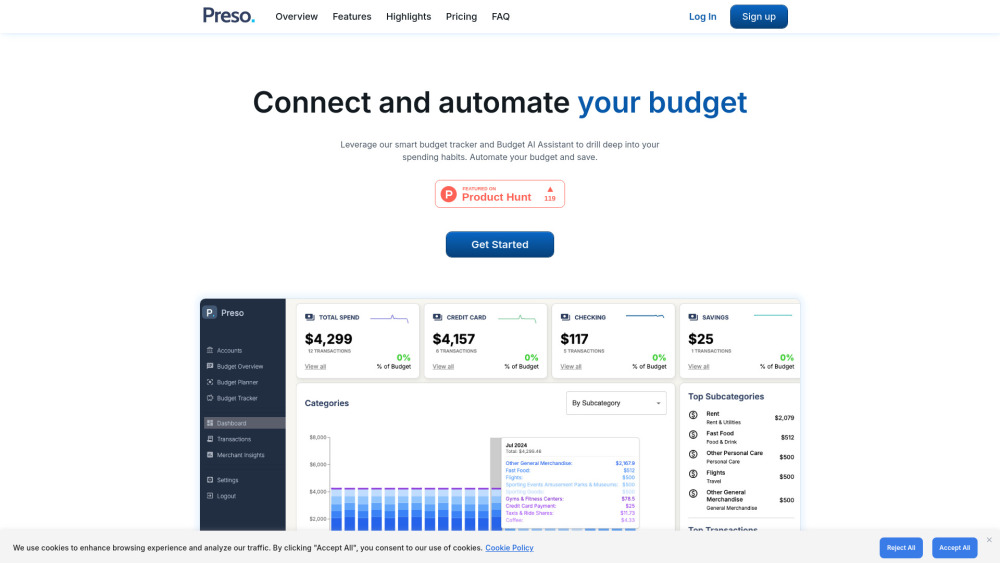 Preso Budget: Real-Time Overview, Smart Insights, Total Control