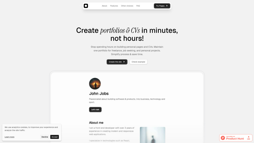 Pagey: No-code, AI-powered portfolio & resume builder 🚀