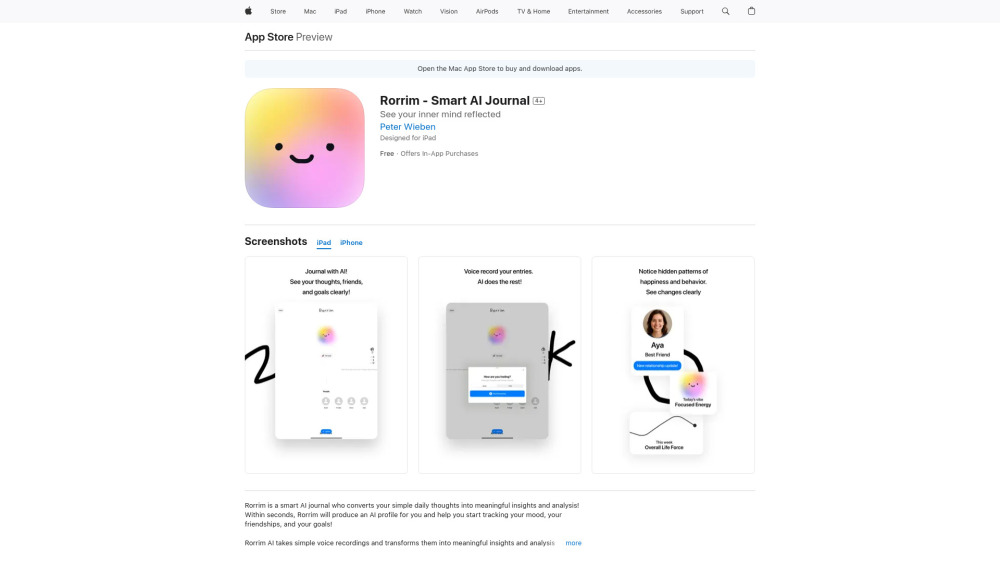 Rorrim - Smart AI Journal : Voice Notes, Mood & Relationships
