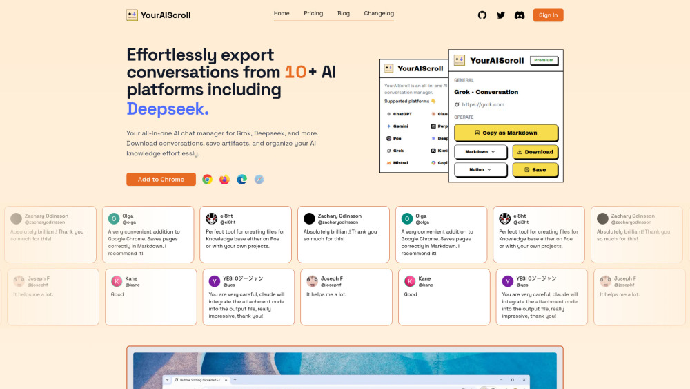 YourAIScroll: Export & Organize AI Chat History Securely