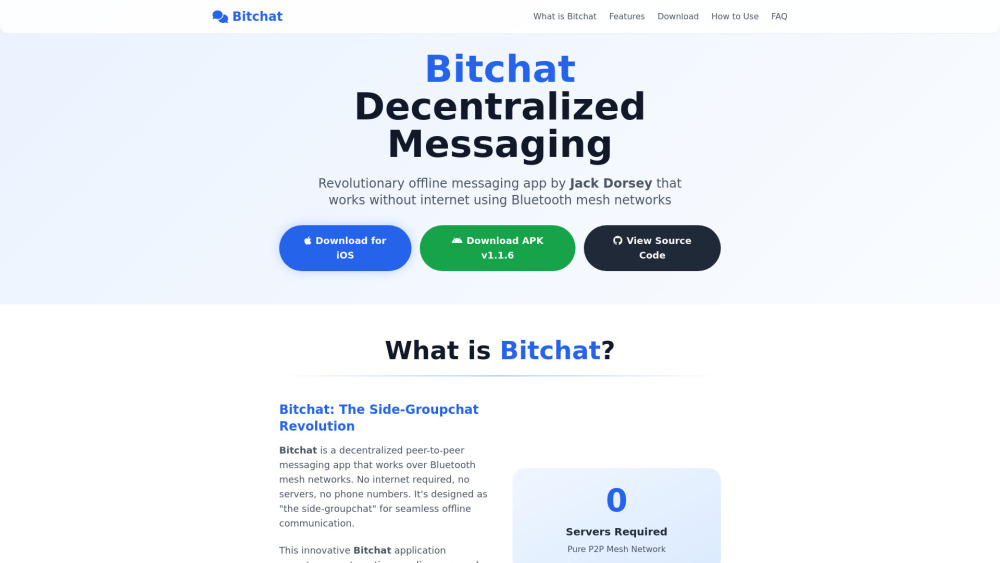 Bitchat: Decentralized Offline Messaging via Bluetooth Mesh