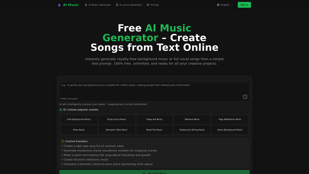 AISongCreator: AI Music Generator for Background, Beats & Vocals AISongCreator: AI Music Generator for Background, Beats & Vocals