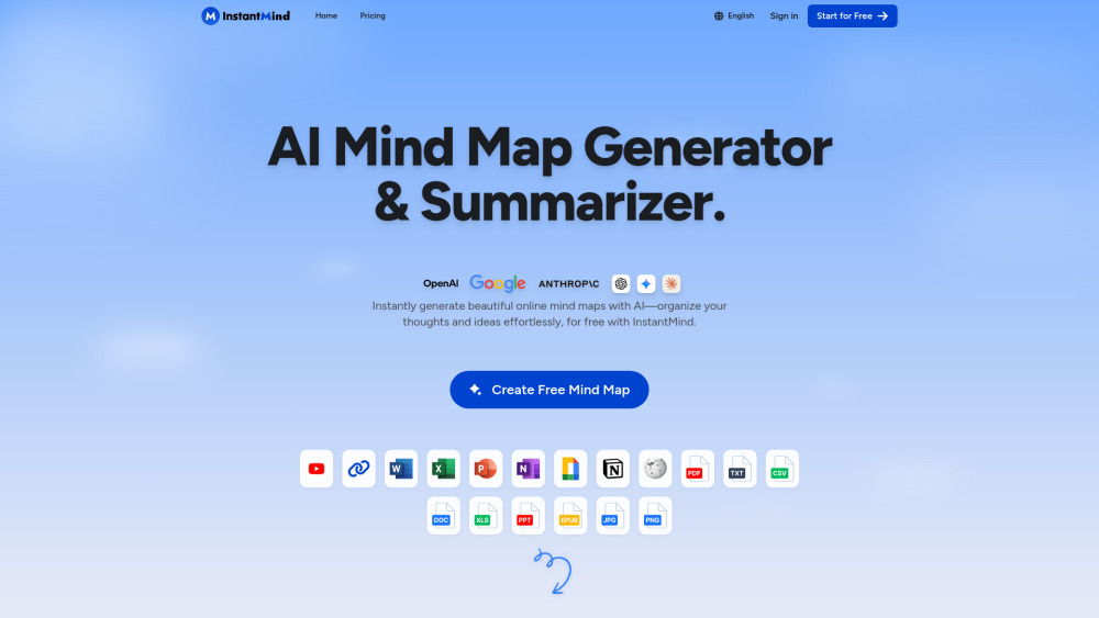 InstantMind: AI Mind Map Generator & Summarizer for All Content