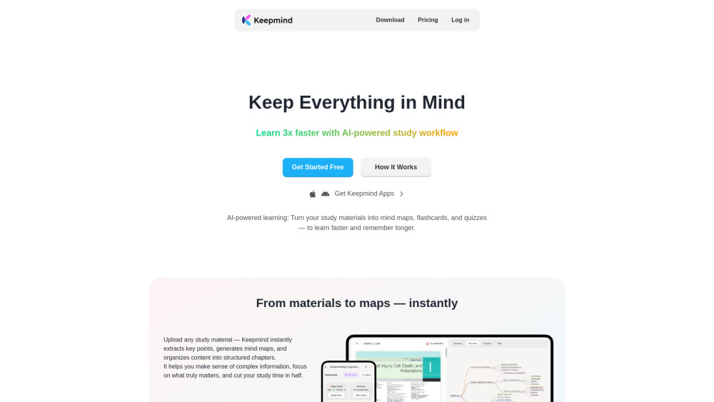 Keepmind: Flashcards, Mind Maps, Quizzes & Spaced Repetition