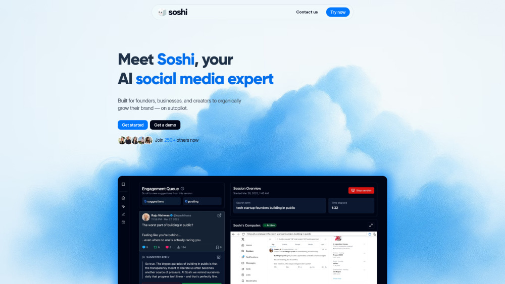 Soshi: AI Social Media Agent for Organic Brand Growth Soshi: AI Social Media Agent for Organic Brand Growth