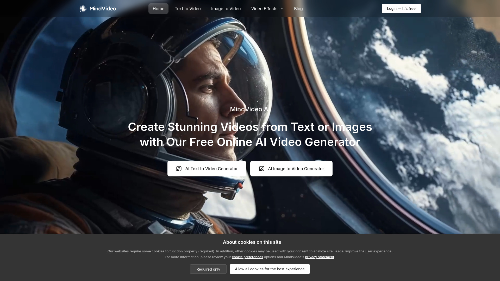 MindVideo AI website preview