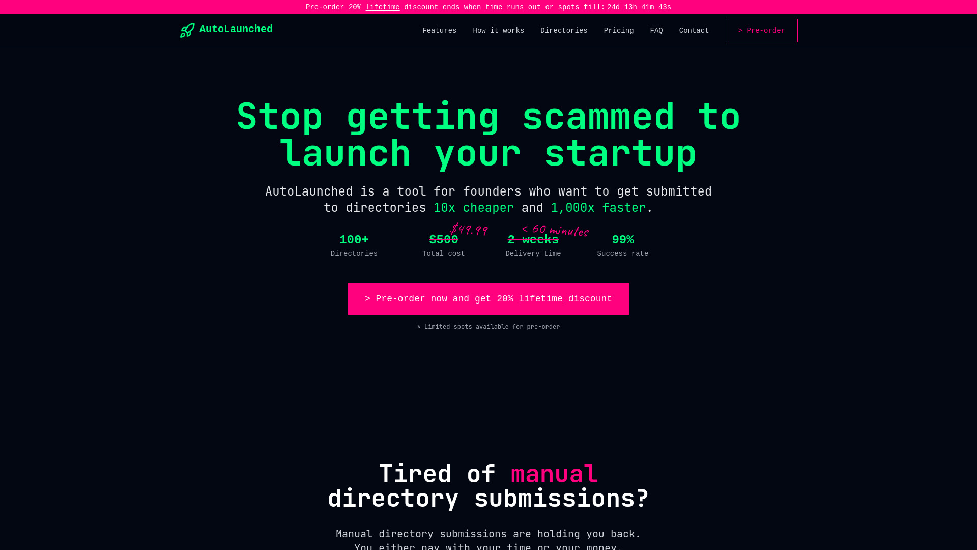 AutoLaunched website preview