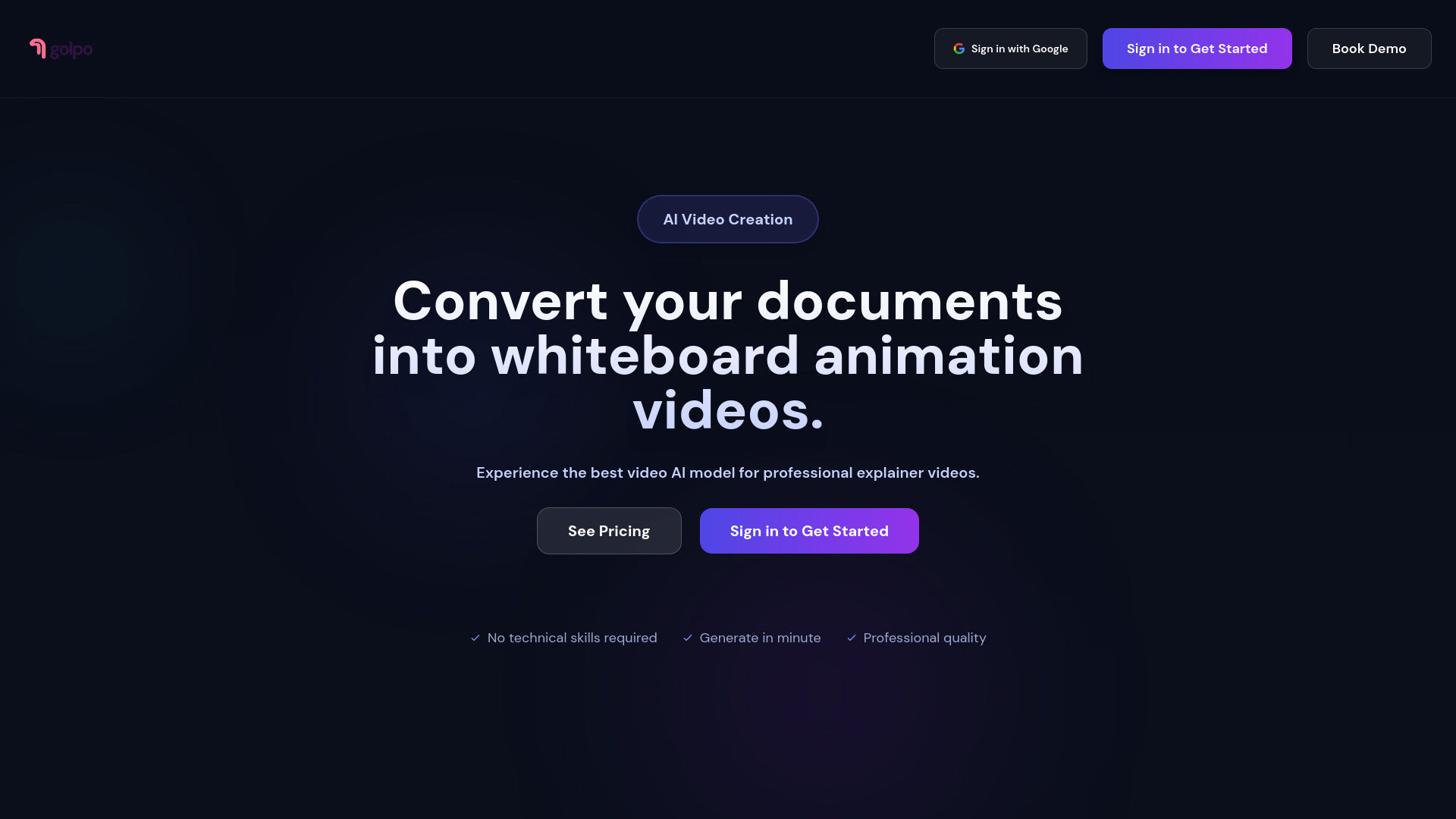 Golpo website preview