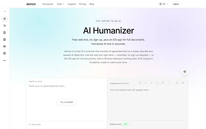 Akmon - AI Humanizer & Study Toolkit : Free, No-Signup, AI-Detector Bypass
