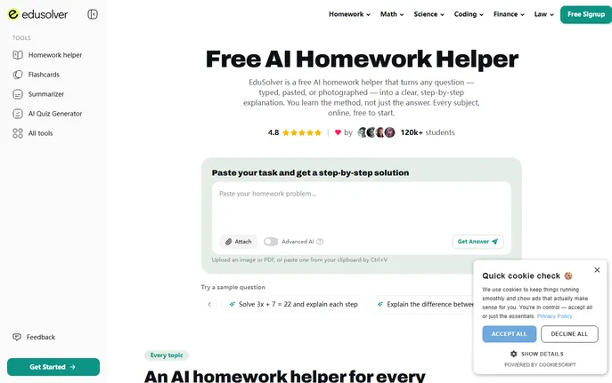 EduSolver: AI Homework Helper & Solver : Math, Science, Writing