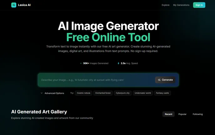 Lexica AI : Free AI Image Generator Tool Online