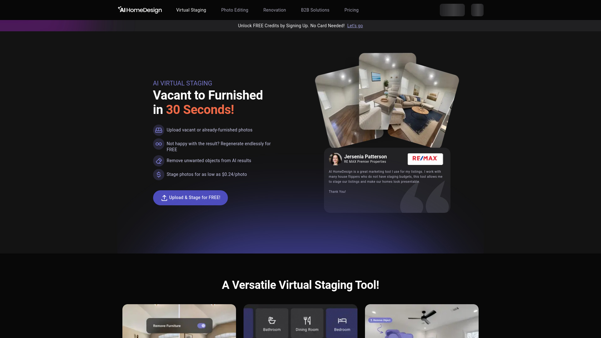 AI Virtual Staging : 30-Second Staging, 7 Styles, Free Credits