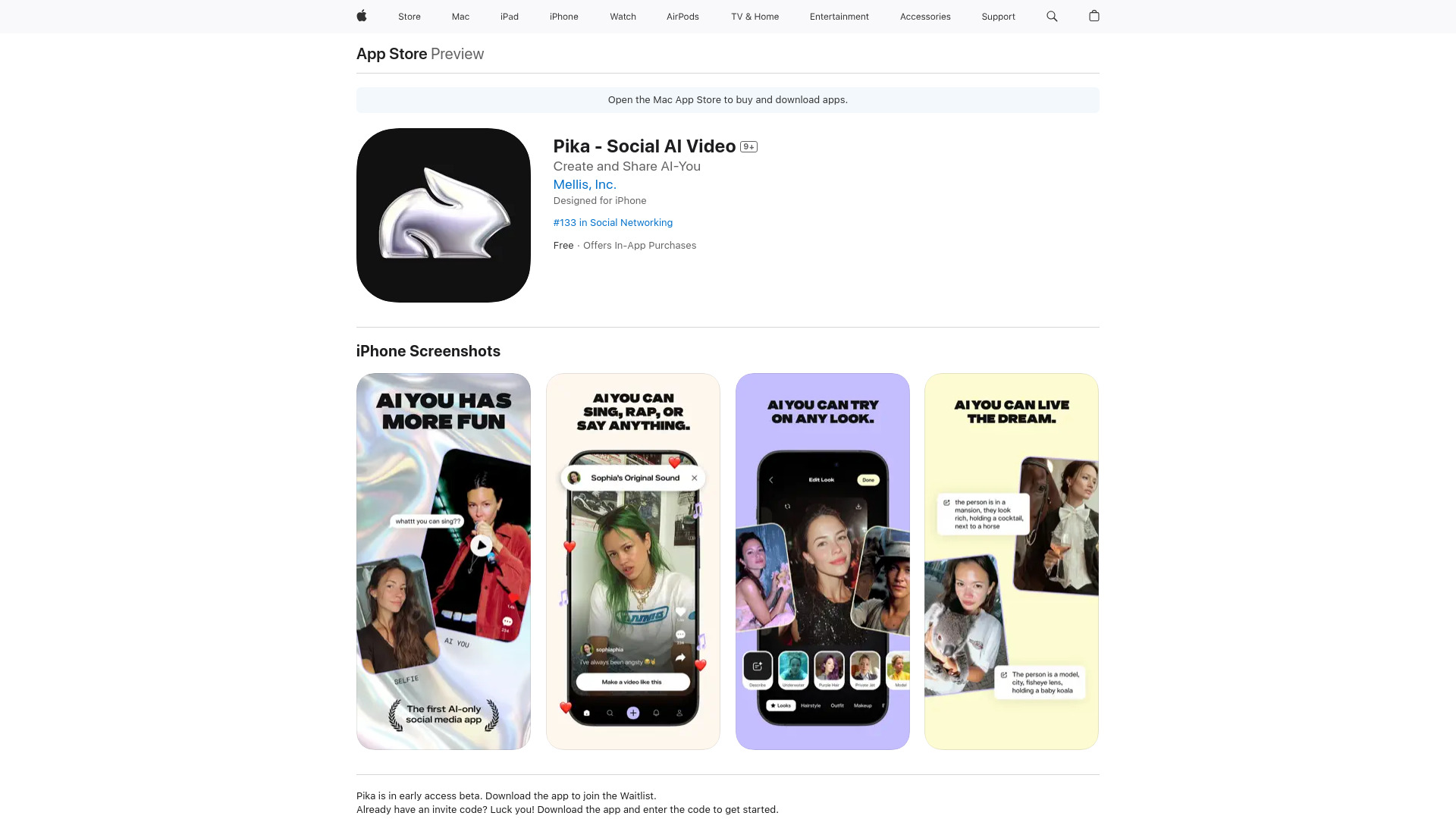 Pika - Social AI Video : AI Selfie Videos, Sound Sync, Remix & Scripts