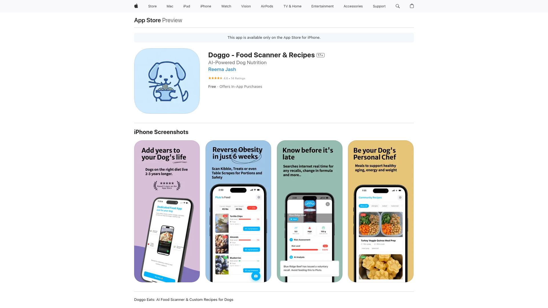Doggo Eats : AI Food Scanner, Nutrition Tracker & Custom Recipes