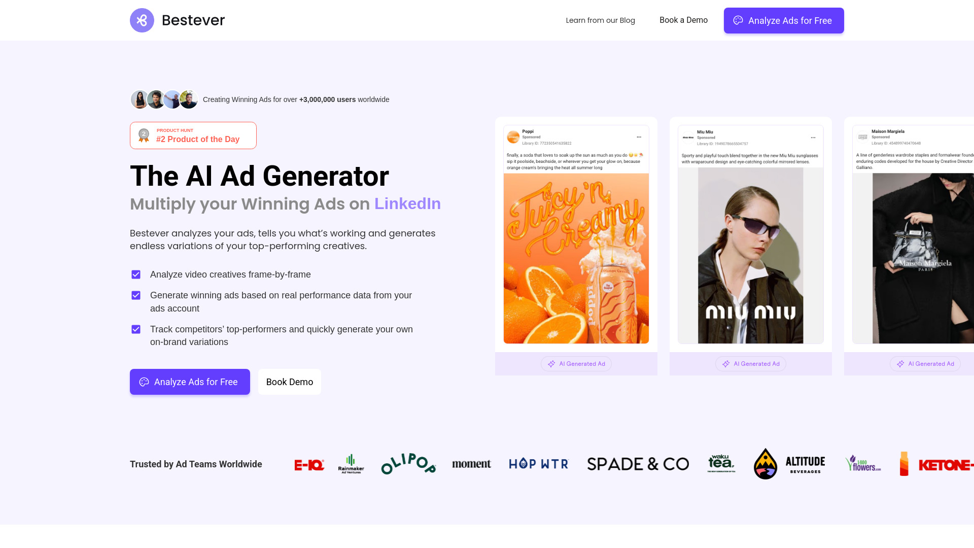 Bestever - AI Ad Creative Analysis & Generation Tool : Meta, LinkedIn, TikTok Insights, Competitor Tracking, Data-Driven Ads