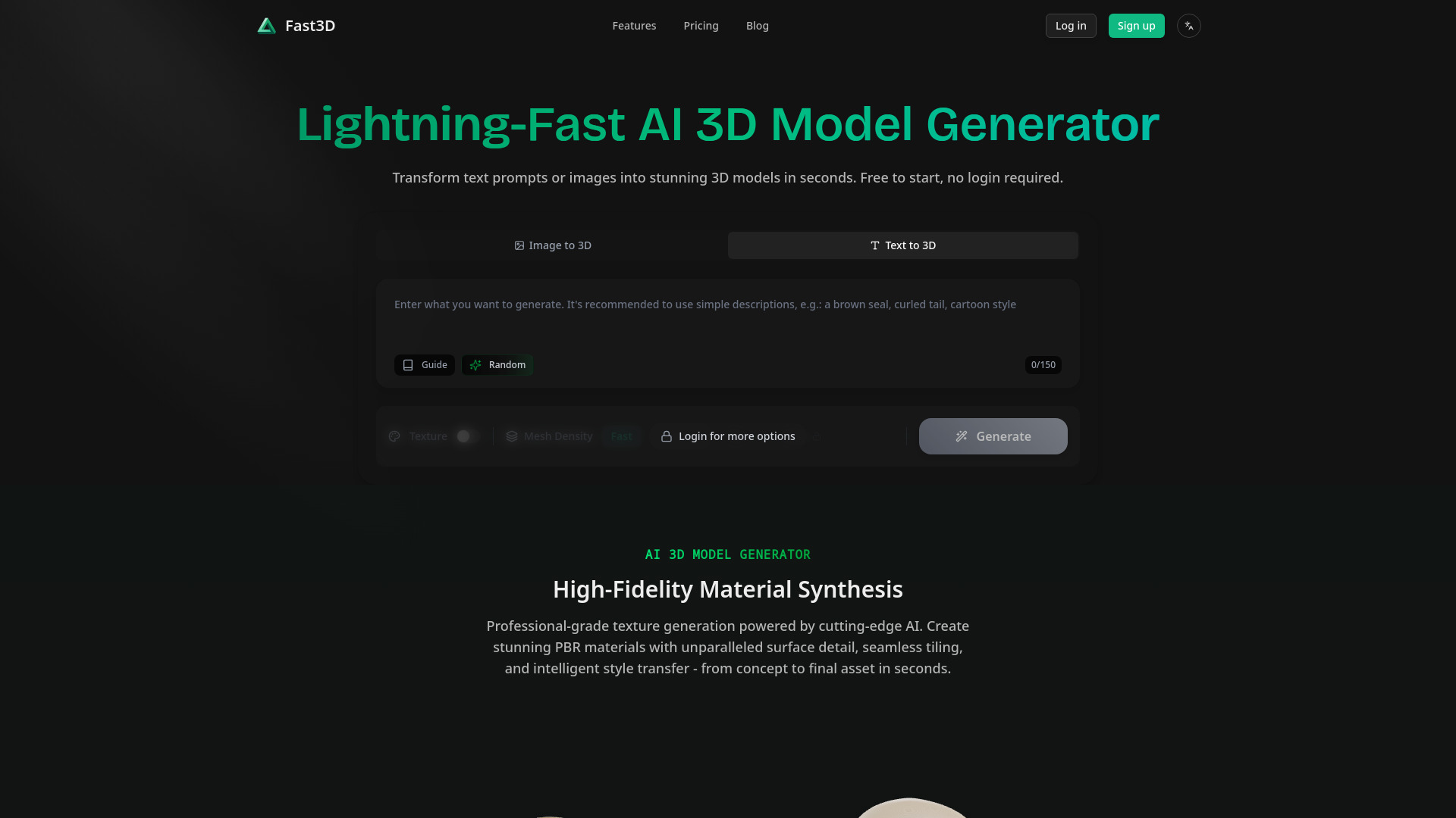 Fast3D - AI 3D Model Generator : Text/Image to 3D in 10s, Free