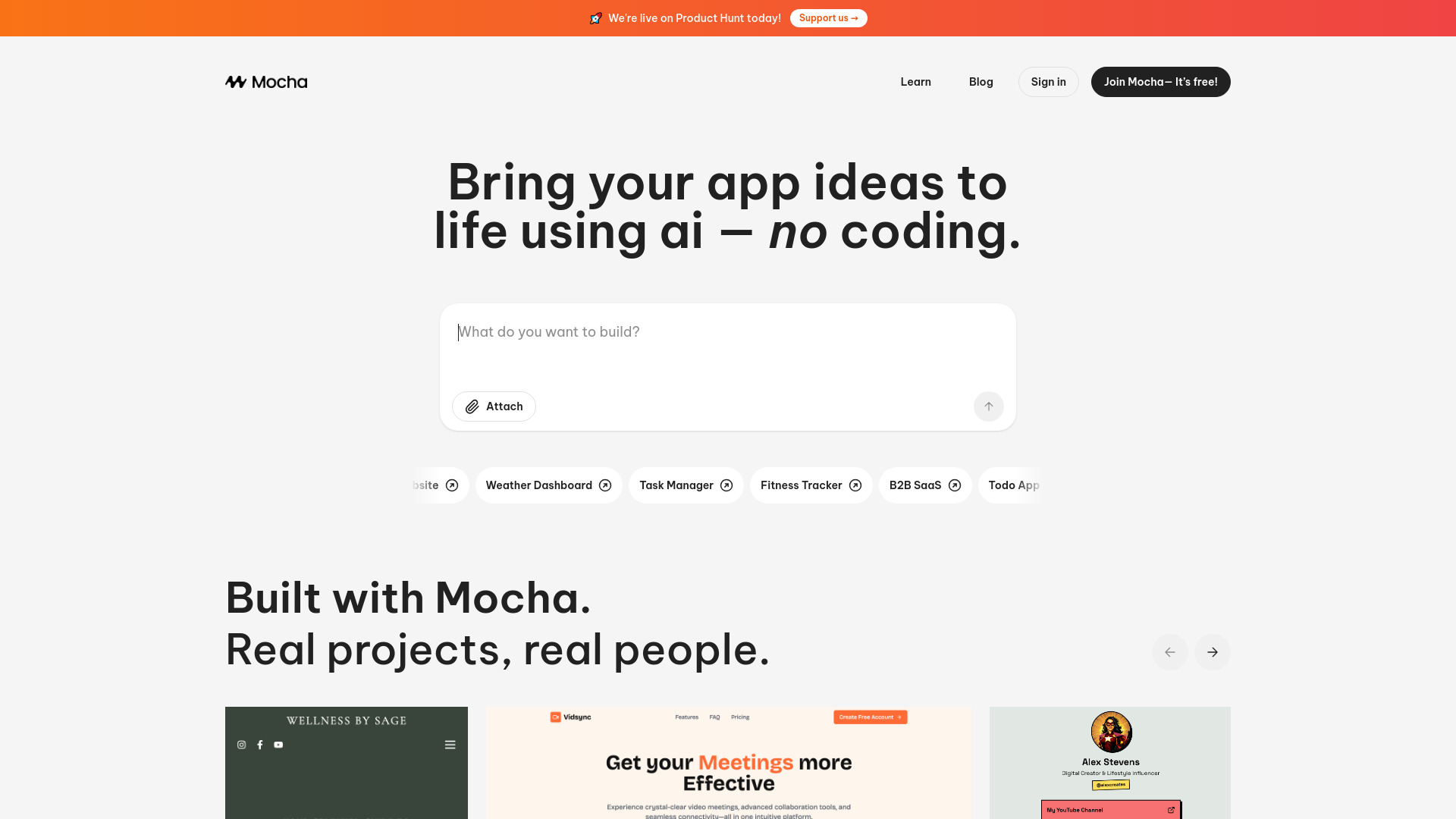 Mocha - AI No-Code App Builder : Zero Coding, Free, Live in Minutes