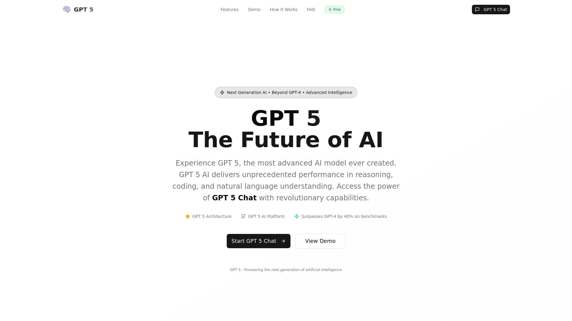 GPT 5 AI : Free No-Signup Chat & Coding, Superior Reasoning