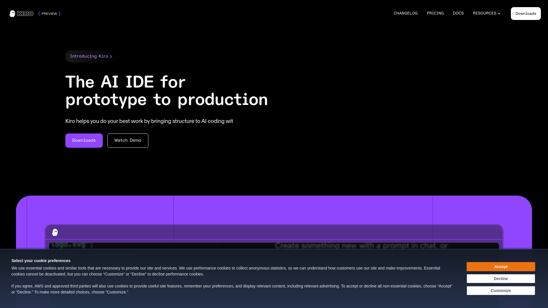 Kiro - AI IDE for Spec-Driven Development : Prompt-to-Code, Automation, Tool Integration | Free