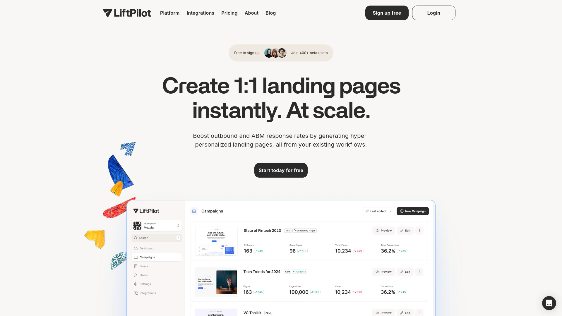 LiftPilot: AI-Powered 1:1 Landing Page Builder, <60s Personalization