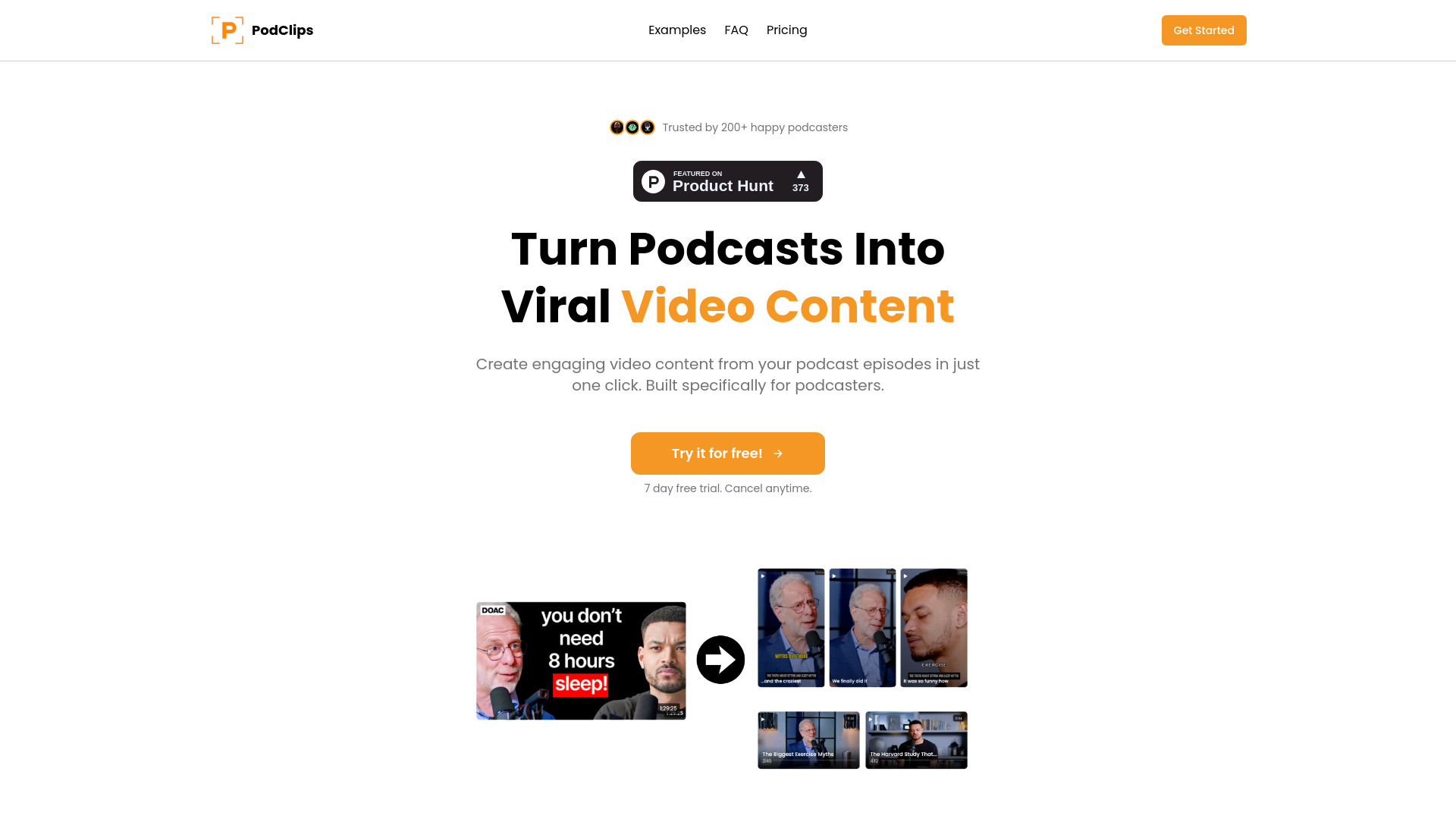 PodClips - AI Podcast to Video Clips Generator : Captions, B-rolls, Thumbnails, 20+ Shorts
