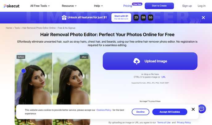 Hair Removal Photo Editor Online : AI-Powered, Free, No Signup