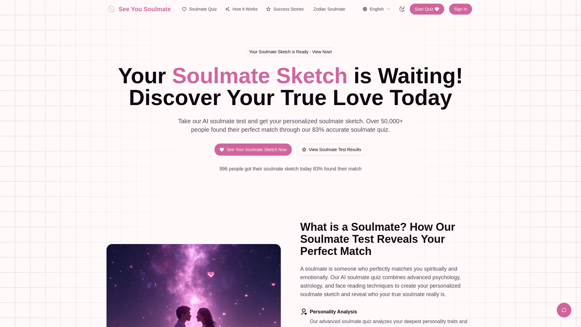 See Your Soulmate - AI Soulmate Sketch & Quiz Tool : AI-Powered Psychology, Astrology & 83% Accuracy