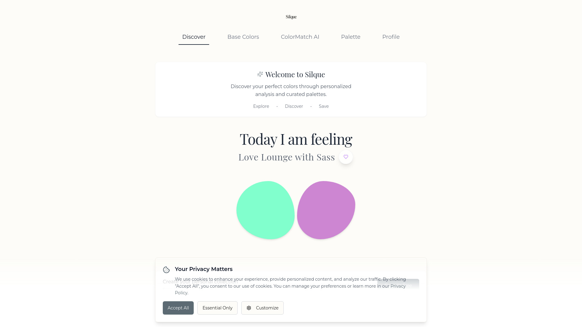 Silque AI : Personalized Color Analysis, Mood Styling & Palettes