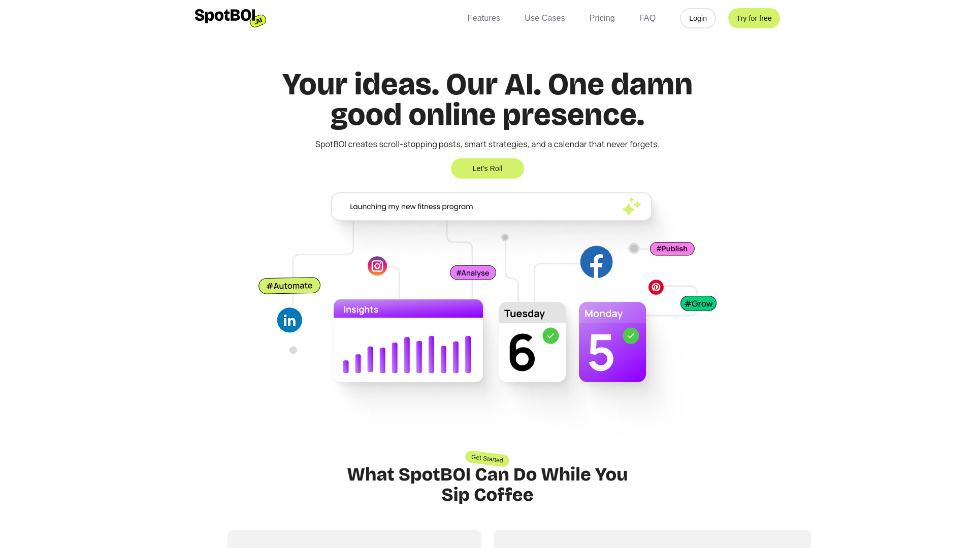 SpotBOI - AI Social Media Automation : Auto-Posts, Calendars, Brand Voice