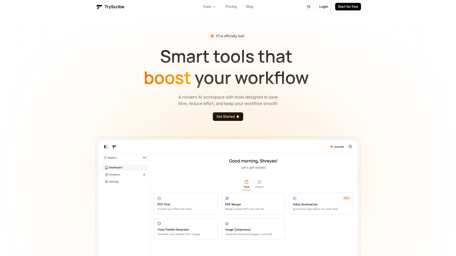 TryScribe : PDF Chat, Video Summarizer, Image Compressor