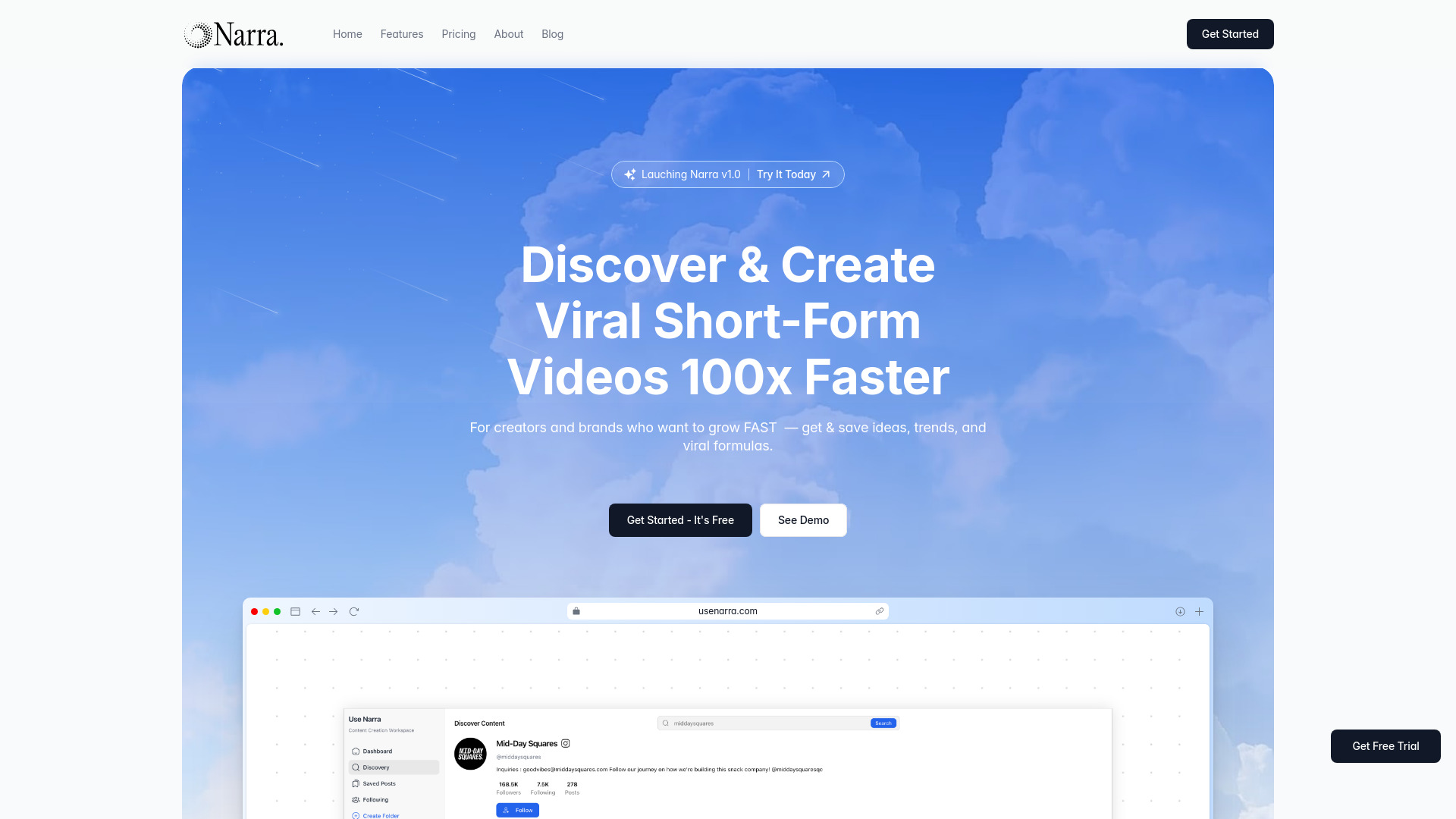 Narra: AI Viral Video Discovery, Trend Analytics & Creation