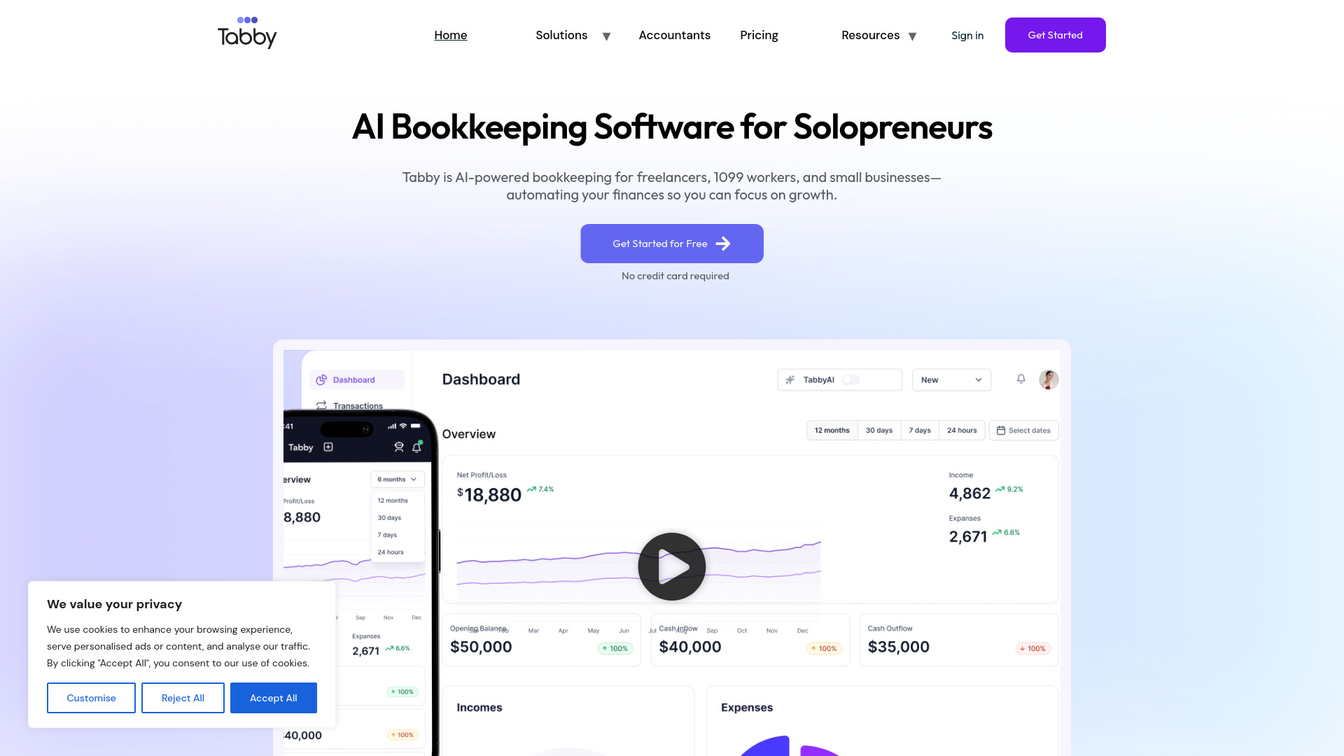Tabby - AI Bookkeeping Tool : Auto-Track Expenses, Max Tax Deductions, Generate Reports