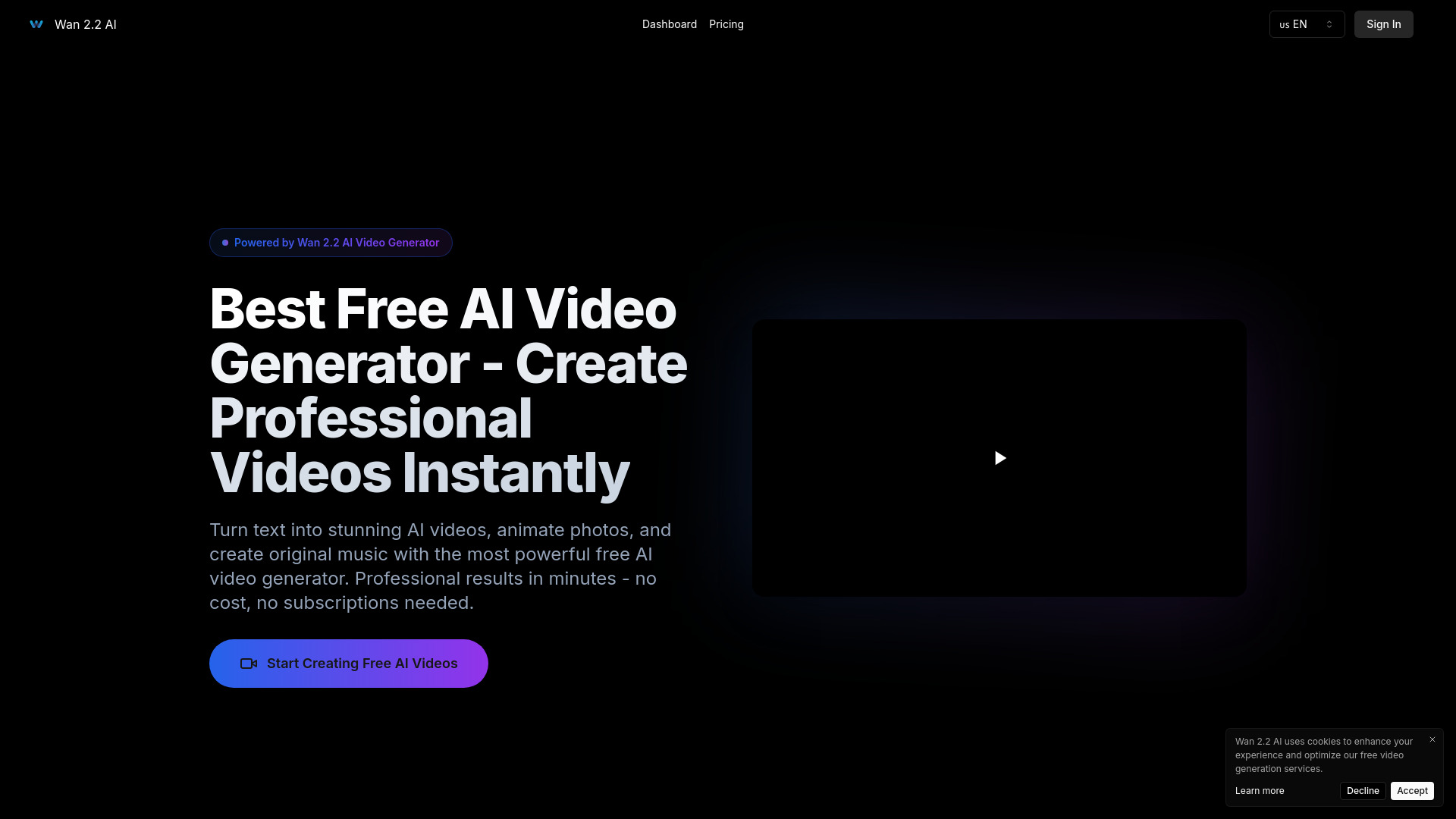 Wan2.2 AI : Text-to-Video, Image-to-Animation, AI Music