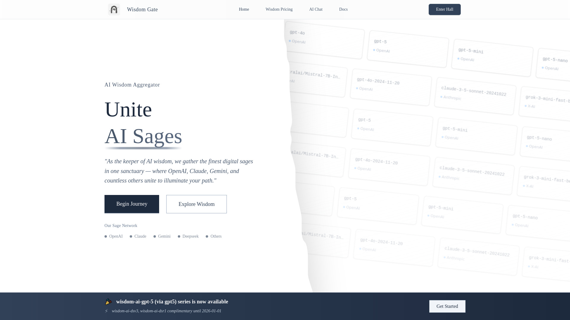 Wisdom Gate | AI API : Unified LLM Aggregator, Secure & Scalable